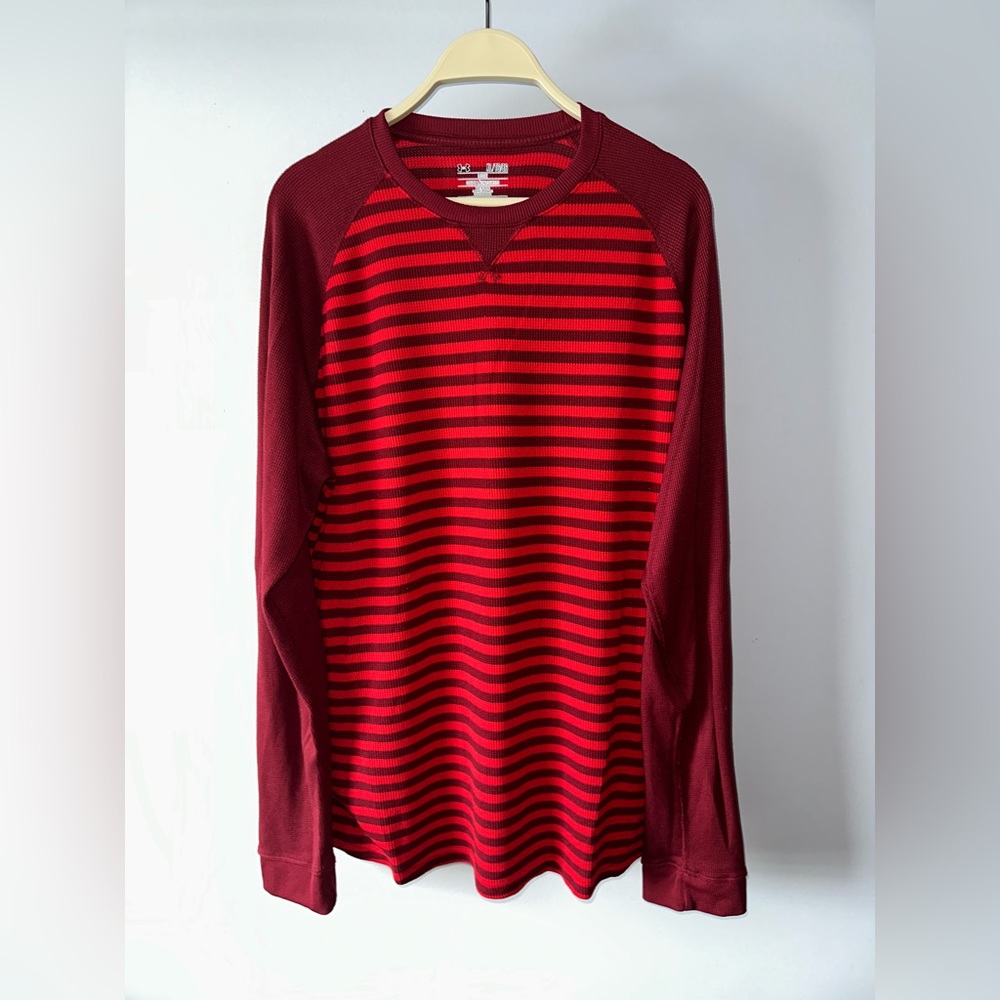 Under Armour Red Long Sleeve Tee Nautical Stripes
